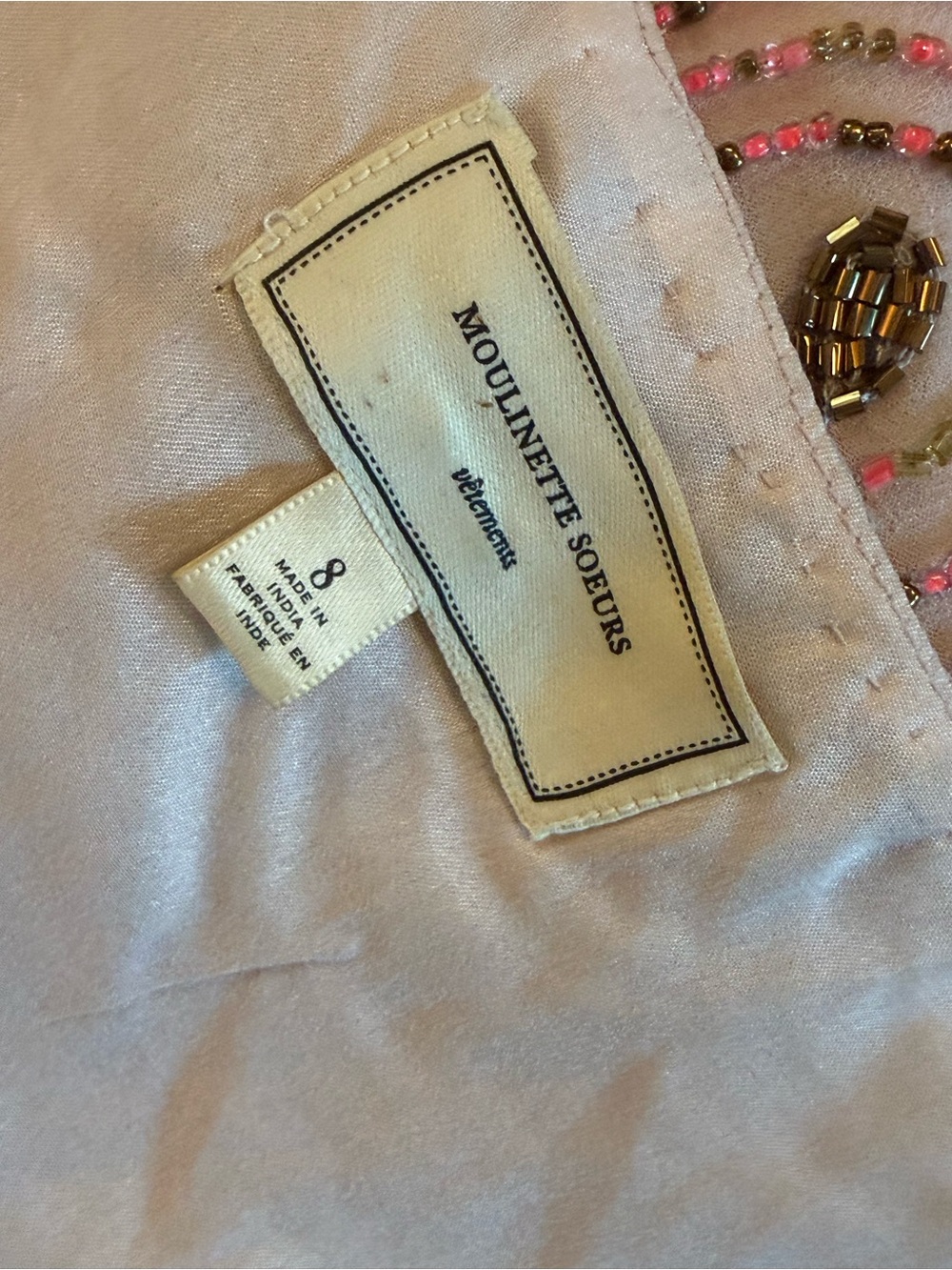 Moulinette Soeurs Pink and Gold Beaded Mini Dress - Picture 6 of 6